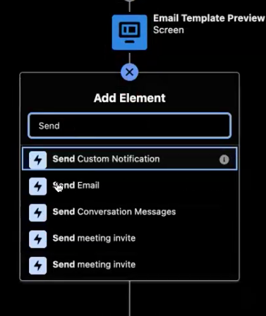 Adding the Send Email Action in Flow Builder