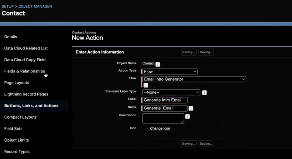 Adding a New Action in Salesforce