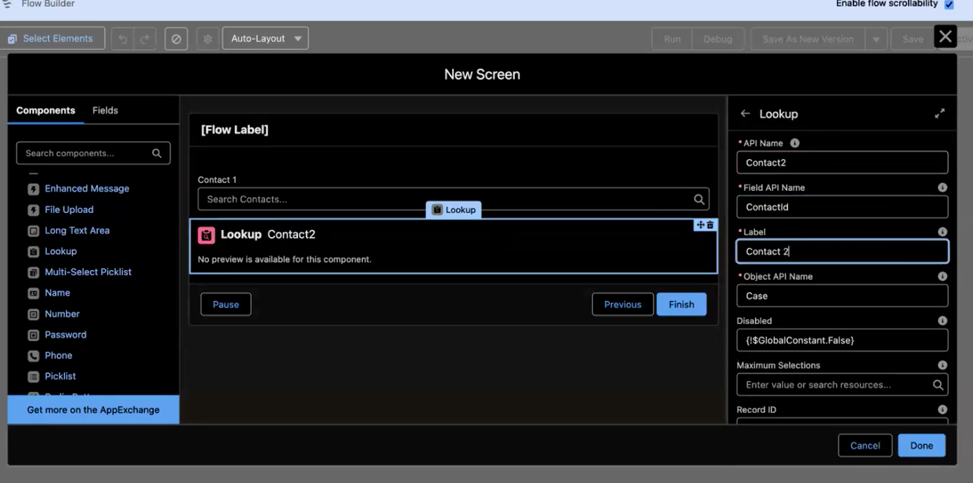 Adding Contact Selection Screen in Flow