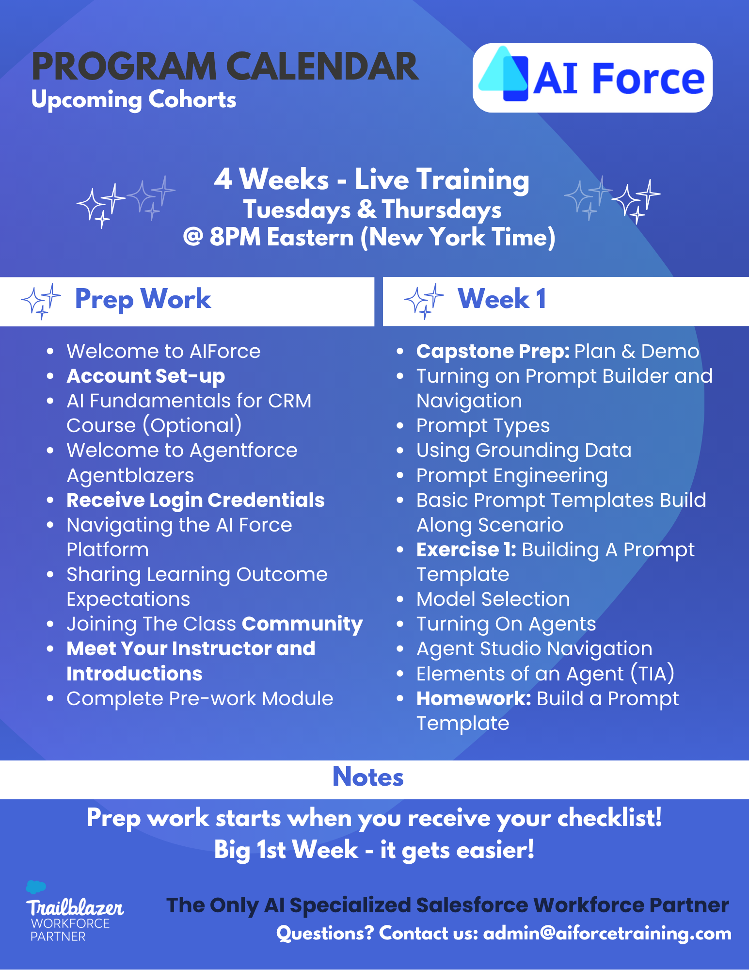 Boot Camp Calendar